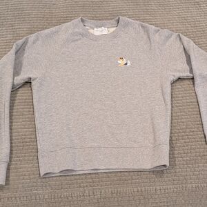 Maison Kitsuné Grey Cotton Crew Neck Sweatshirt Small